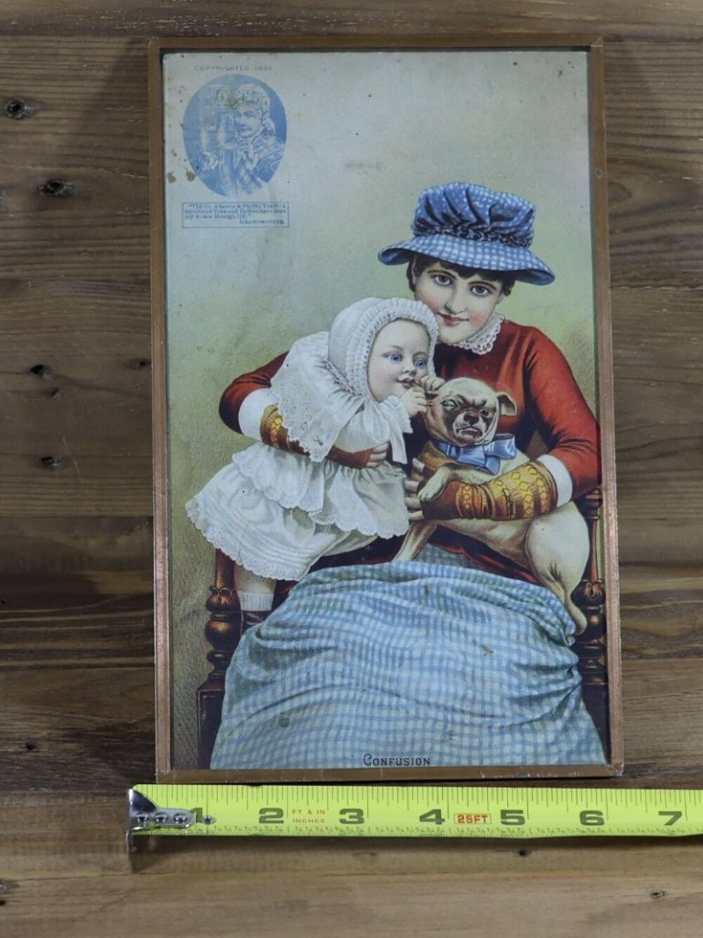 1884 PUG DOG ATLANTIC PACIFIC TEA LARGE RIGID STORE SIGN TRADE CARD 5.5"x9.5" - Picture 2 of 6